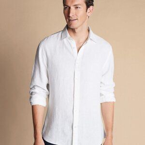 Charles Tyrwhitt Pure Linen Shirt - White XL Classic Fit